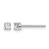 Sterling Silver Rhodium-plated 3mm Round White Topaz Post Earrings view 1
