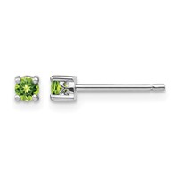 Sterling Silver Rhodium-plated 3mm Round Peridot Post Earrings view 1