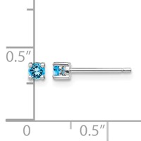 Sterling Silver Rhod-pltd 3mm Round Swiss Blue Topaz Post Earrings view 4