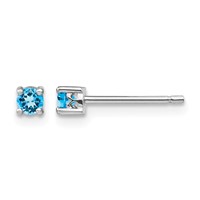Sterling Silver Rhod-pltd 3mm Round Swiss Blue Topaz Post Earrings view 1