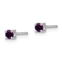 Sterling Silver Rhodium-plated 3mm Round Amethyst Post Earrings view 2