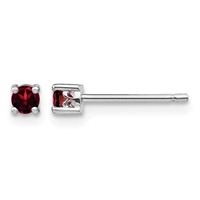 Sterling Silver Rhodium-plated 3mm Round Garnet Post Earrings view 1