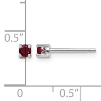 Sterling Silver Rhodium-plated 3mm Round Created Ruby Post Earrings view 4