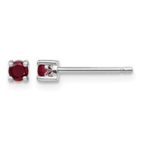 Sterling Silver Rhodium-plated 3mm Round Created Ruby Post Earrings view 1