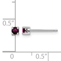 Sterling Silver Rhod-pltd 3mm Round Rhodolite Garnet Post Earrings view 4