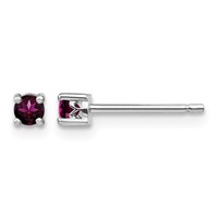 Sterling Silver Rhod-pltd 3mm Round Rhodolite Garnet Post Earrings view 1