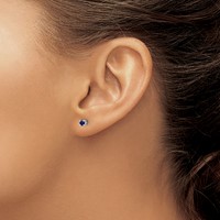 Sterling Silver Rhod-pltd 3mm Round Created Sapphire Post Earrings view 3