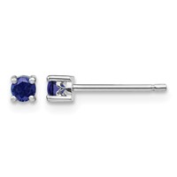Sterling Silver Rhod-pltd 3mm Round Created Sapphire Post Earrings view 1