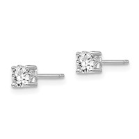Sterling Silver Rhodium-plated 4mm Round White Topaz Post Earrings view 2