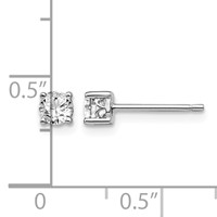 Sterling Silver Rhodium-plated 4mm Round White Topaz Post Earrings view 4