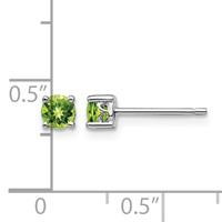 Sterling Silver Rhodium-plated 4mm Round Peridot Post Earrings view 4