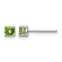 Sterling Silver Rhodium-plated 4mm Round Peridot Post Earrings view 1