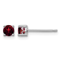 Sterling Silver Rhodium-plated 4mm Round Garnet Post Earrings view 1