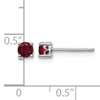 Sterling Silver Rhodium-plated 4mm Round Created Ruby Post Earrings view 4