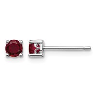 Sterling Silver Rhodium-plated 4mm Round Created Ruby Post Earrings view 1