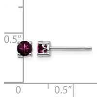 Sterling Silver Rhodium-plated 4mm Round Rhodolite Garnet Post Earrings view 4