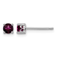 Sterling Silver Rhodium-plated 4mm Round Rhodolite Garnet Post Earrings view 1