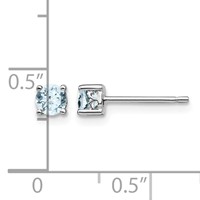 Sterling Silver Rhodium-plated 4mm Round Aquamarine Post Earrings view 4