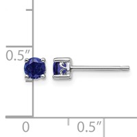 Sterling Silver Rhodium-plated 4mm Round Created Sapphire Post Earrings view 4