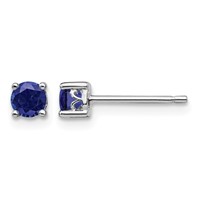 Sterling Silver Rhodium-plated 4mm Round Created Sapphire Post Earrings view 1
