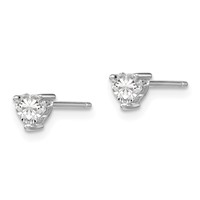 Sterling Silver Rhodium-plated 4mm Heart White Topaz Post Earrings view 2