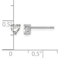 Sterling Silver Rhodium-plated 4mm Heart White Topaz Post Earrings view 4