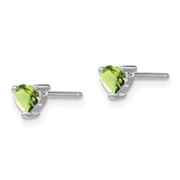 Sterling Silver Rhodium-plated 4mm Heart Peridot Post Earrings view 2