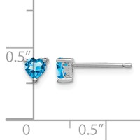 Sterling Silver Rhod-pltd 4mm Heart Swiss Blue Topaz Post Earrings view 4