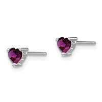 Sterling Silver Rhodium-plated 4mm Heart Amethyst Post Earrings view 2