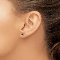 Sterling Silver Rhodium-plated 4mm Heart Amethyst Post Earrings view 3