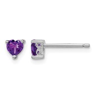 Sterling Silver Rhodium-plated 4mm Heart Amethyst Post Earrings view 1
