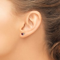 Sterling Silver Rhodium-plated 4mm Heart Created Ruby Post Earrings view 3