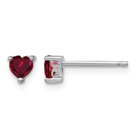 Sterling Silver Rhodium-plated 4mm Heart Created Ruby Post Earrings view 1