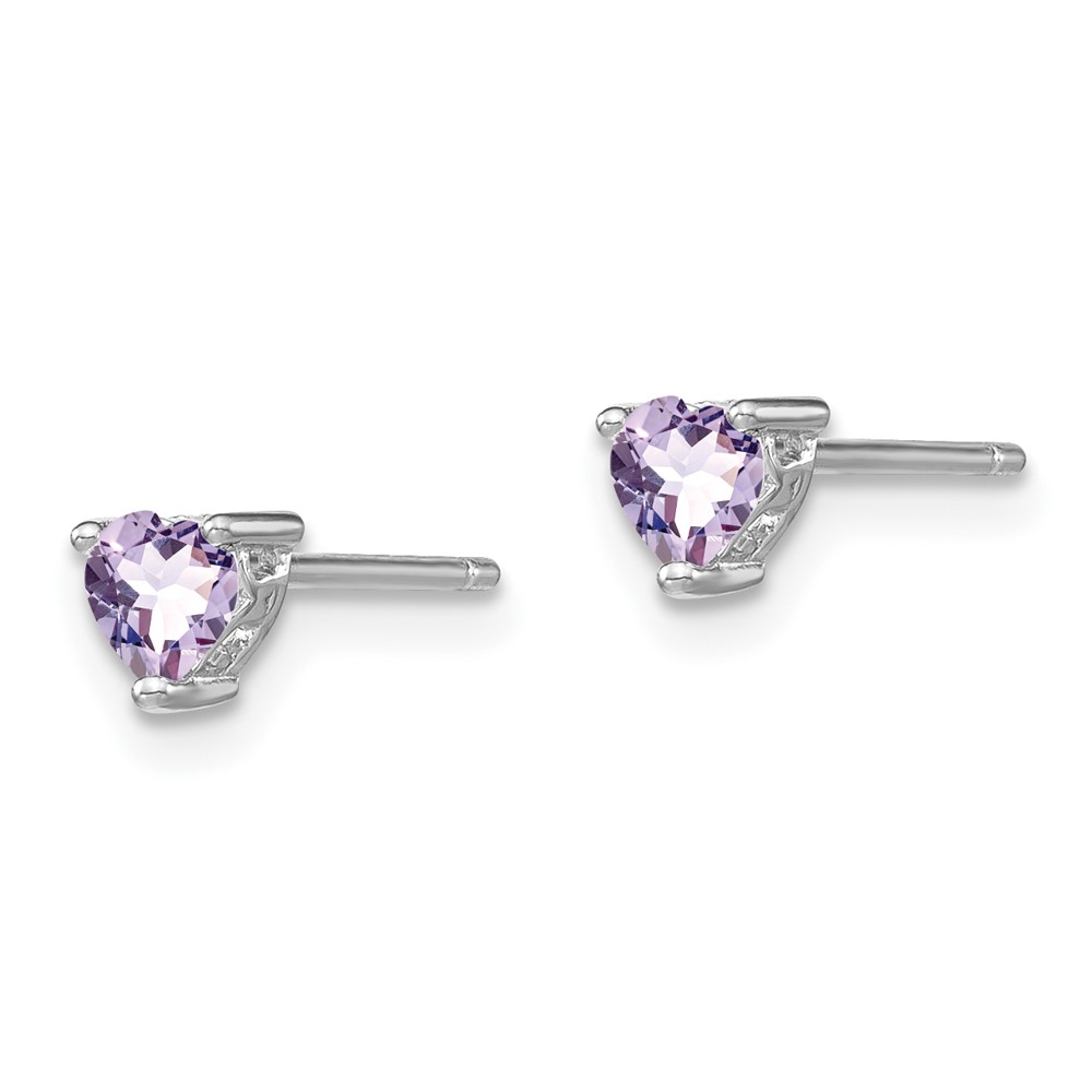 Sterling Silver Rhod-plated 4mm Heart Rhodolite Garnet Post Earrings (QBE27JUN)
