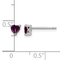 Sterling Silver Rhod-plated 4mm Heart Rhodolite Garnet Post Earrings view 4