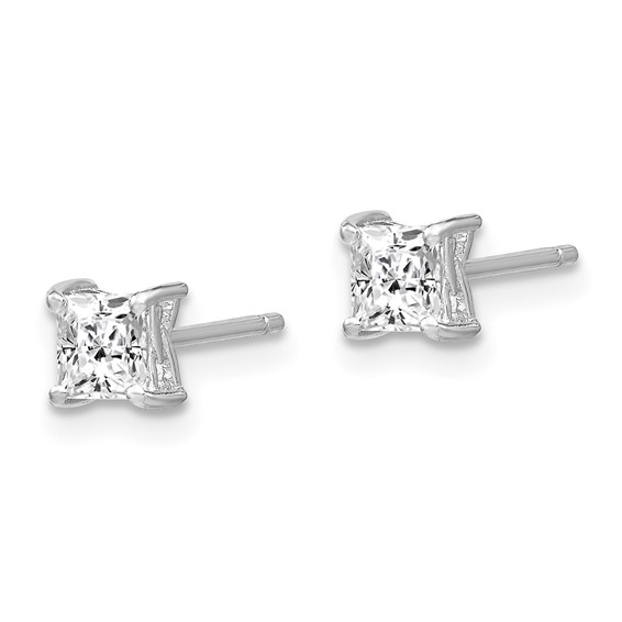 Sterling Silver Princess Gemstone Post Earrings