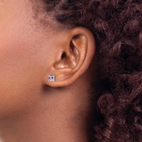 Sterling Silver Rhod-pltd 4mm Princess Rhodolite Garnet Post Earrings view 3