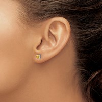 Sterling Silver Rhodium-plated 4mm Princess Citrine Post Earrings view 3