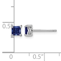 Sterling Silver Rhod-pltd 4mm Princess Created Sapphire Post Earrings view 4