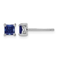 Sterling Silver Rhod-pltd 4mm Princess Created Sapphire Post Earrings view 1