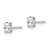 Sterling Silver Rhodium-plated 5x3mm Oval White Topaz Post Earrings view 2