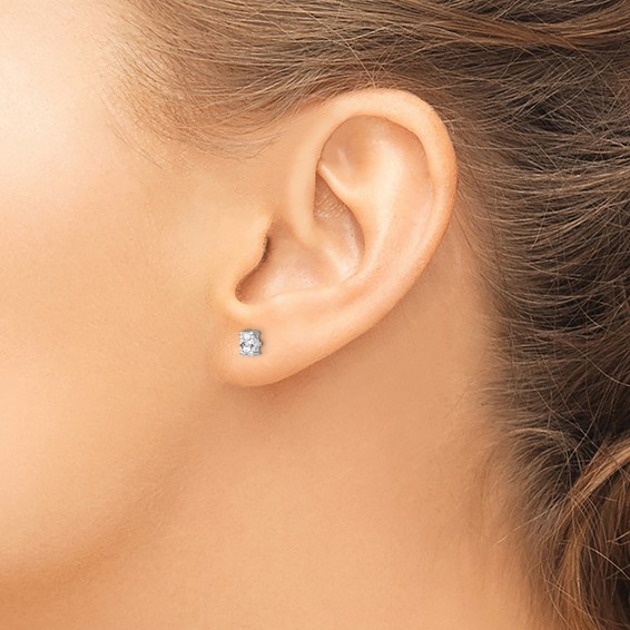 Sterling Silver Rhodium-plated Oval Gemstone Post Earrings