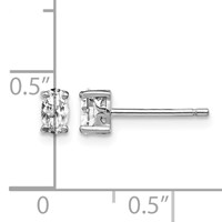 Sterling Silver Rhodium-plated 5x3mm Oval White Topaz Post Earrings view 4