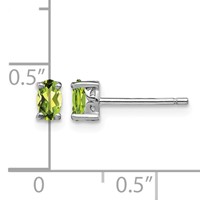 Sterling Silver Rhodium-plated 5x 3mm Oval Peridot Post Earrings view 4