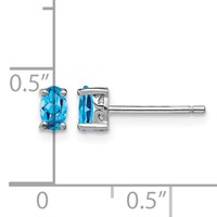 Sterling Silver Rhodium-plated 5x3mm Oval Swiss Blue Topaz Post Earrings view 4