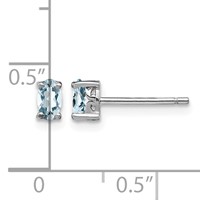 Sterling Silver Rhodium-plated 5x 3mm Oval Aquamarine Post Earrings view 4