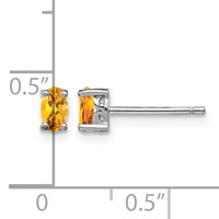 Sterling Silver Rhodium-plated 5x 3mm Oval Citrine Post Earrings view 4
