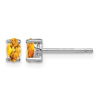 Sterling Silver Rhodium-plated 5x 3mm Oval Citrine Post Earrings view 1