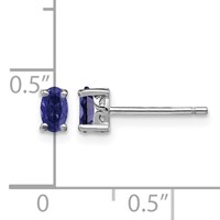 Sterling Silver Rhodium-plated 5x 3mm Oval Created Sapphire Post Earrings view 4