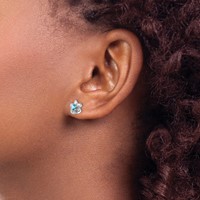 Sterling Silver Rhodium-plated Floral Blue Topaz Post Earrings view 3